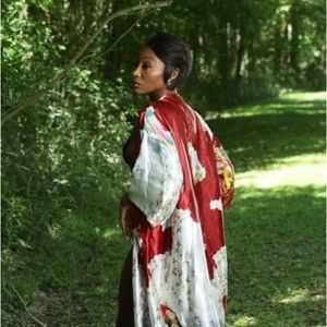 Red silk Kimono robe